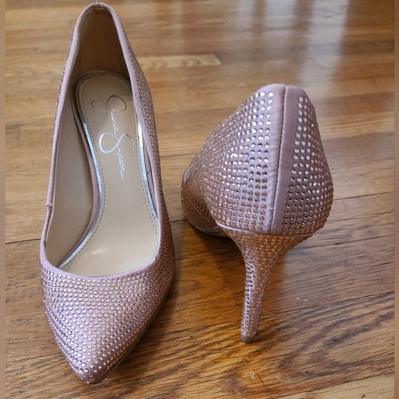 Pink Jessica Simpson Rhinestone Pumps - Picture 2 of 4